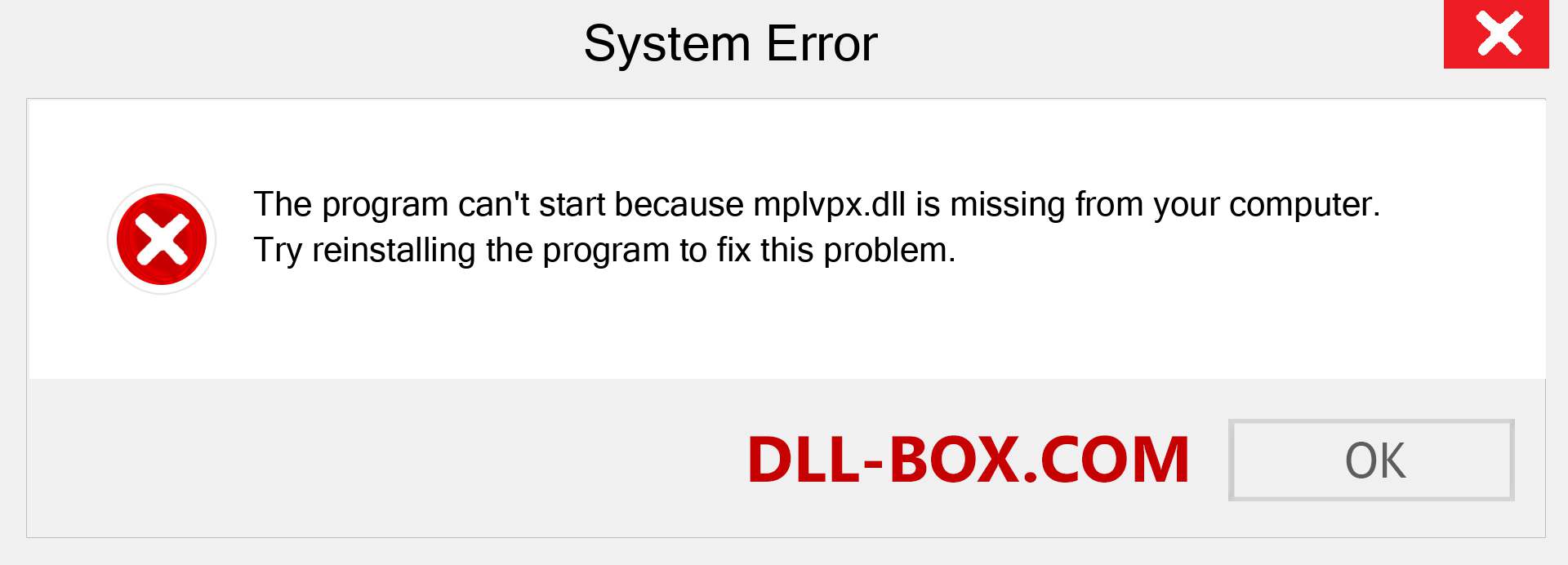  mplvpx.dll file is missing?. Download for Windows 7, 8, 10 - Fix  mplvpx dll Missing Error on Windows, photos, images