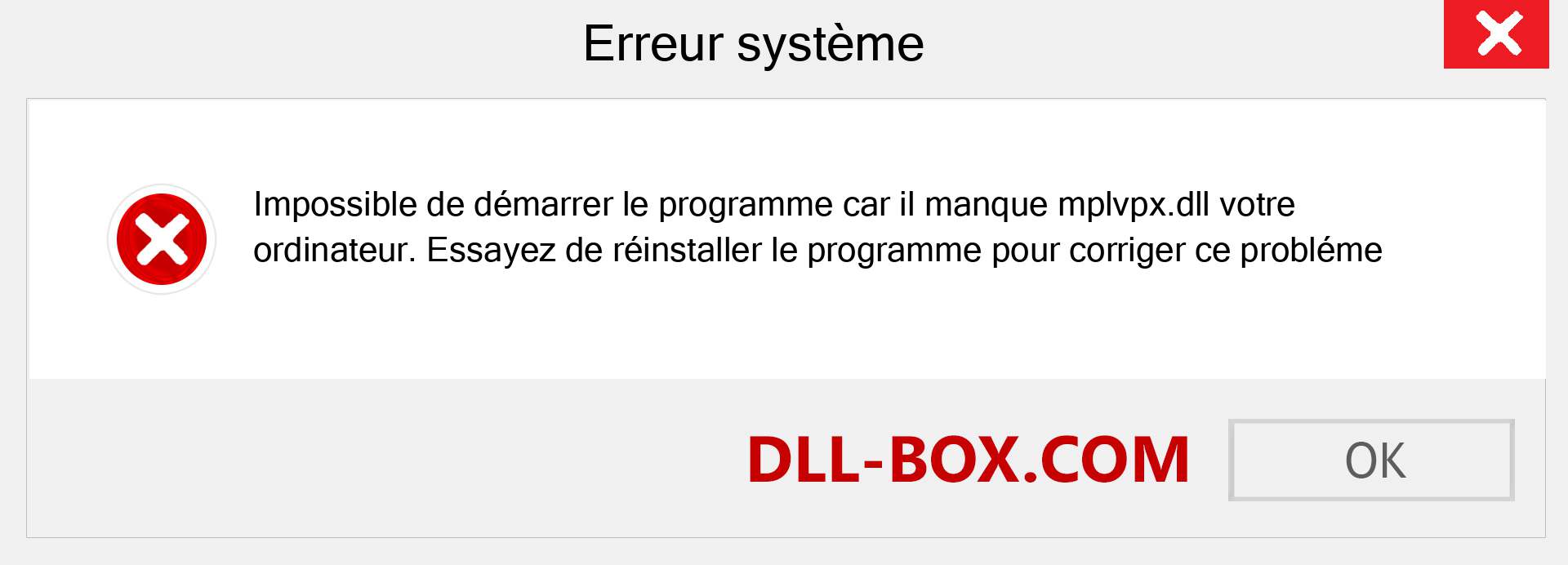 Le fichier mplvpx.dll est manquant ?. Télécharger pour Windows 7, 8, 10 - Correction de l'erreur manquante mplvpx dll sur Windows, photos, images