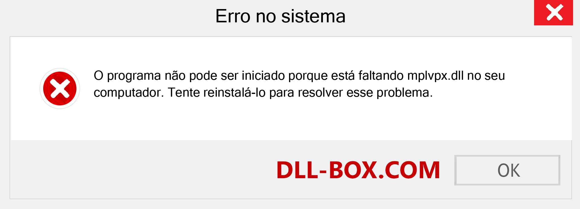 Arquivo mplvpx.dll ausente ?. Download para Windows 7, 8, 10 - Correção de erro ausente mplvpx dll no Windows, fotos, imagens